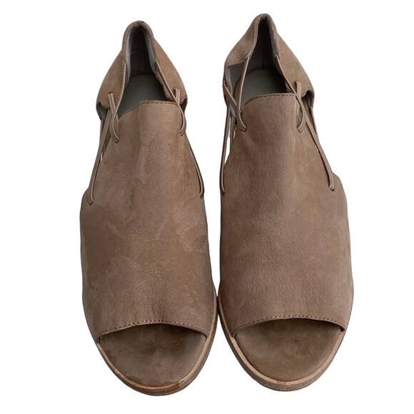 Eileen Fisher Nikki Women Earth Tan Leather Peep Toe Stacked Heeled Sandals 7 - Picture 2 of 11